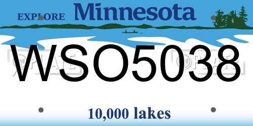 WSO5038 Minnesota License Plate
