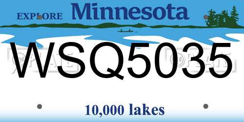 WSQ5035 Minnesota License Plate