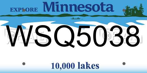 WSQ5038 Minnesota License Plate