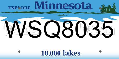 WSQ8035 Minnesota License Plate