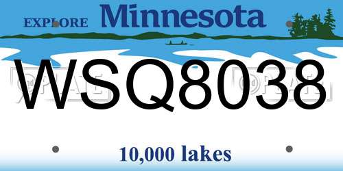 WSQ8038 Minnesota License Plate