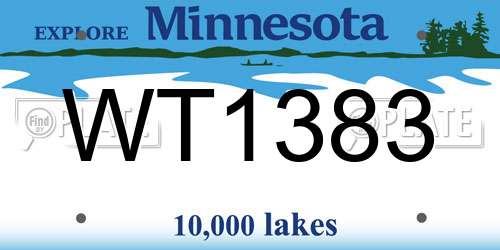 WT1383 Minnesota License Plate