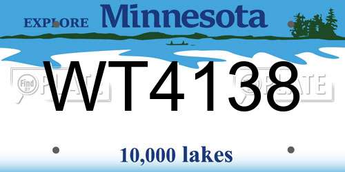WT4138 Minnesota License Plate