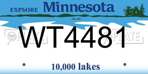 WT4481 Minnesota License Plate