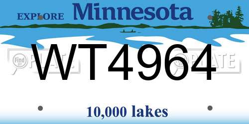 WT4964 Minnesota License Plate
