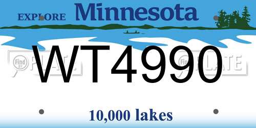 WT4990 Minnesota License Plate