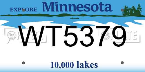 WT5379 Minnesota License Plate