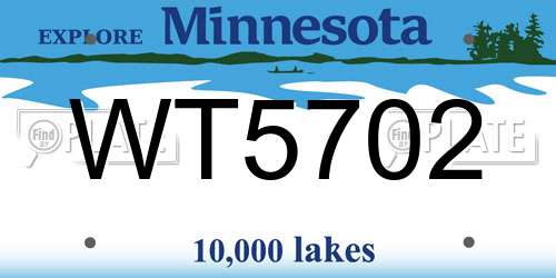 WT5702 Minnesota License Plate