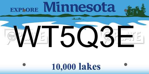 WT5Q3E Minnesota License Plate