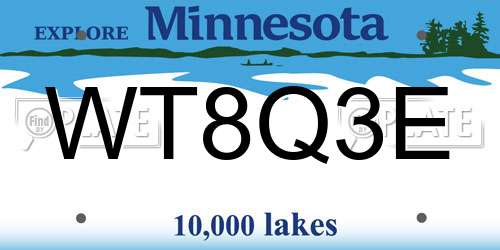 WT8Q3E Minnesota License Plate