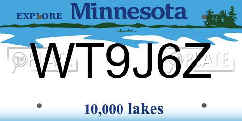 WT9J6Z Minnesota License Plate