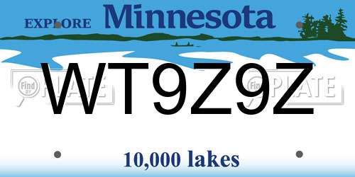WT9Z9Z Minnesota License Plate
