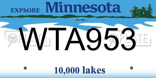 WTA953 Minnesota License Plate