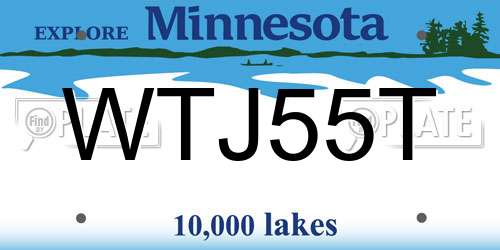 WTJ55T Minnesota License Plate