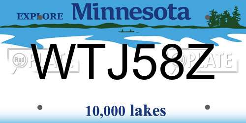WTJ58Z Minnesota License Plate