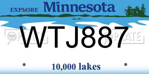 WTJ887 Minnesota License Plate