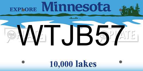 WTJB57 Minnesota License Plate