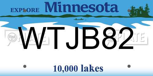 WTJB82 Minnesota License Plate