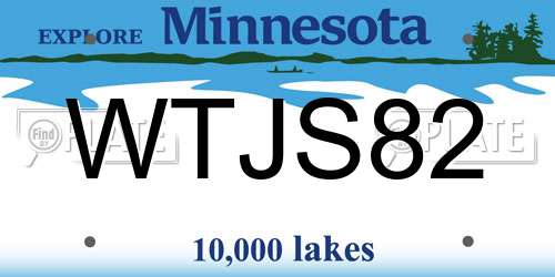 WTJS82 Minnesota License Plate