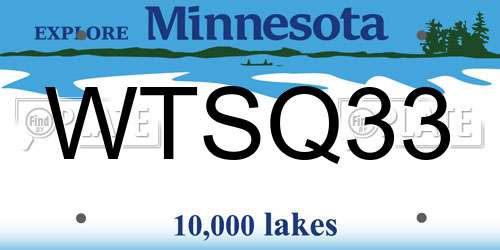 WTSQ33 Minnesota License Plate