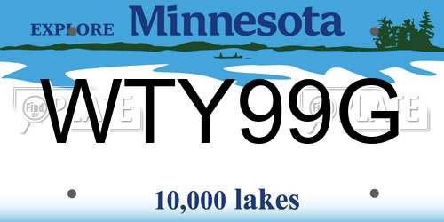 WTY99G Minnesota License Plate
