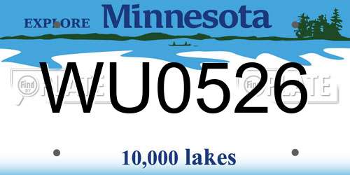 WU0526 Minnesota License Plate