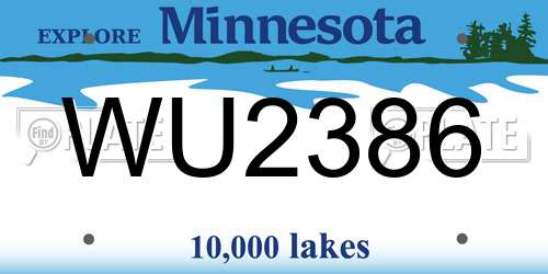 WU2386 Minnesota License Plate