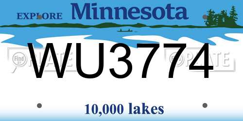 WU3774 Minnesota License Plate