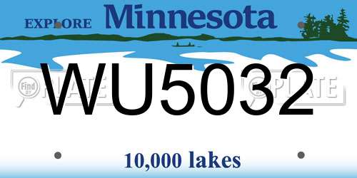 WU5032 Minnesota License Plate