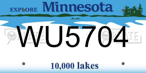 WU5704 Minnesota License Plate