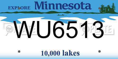 WU6513 Minnesota License Plate