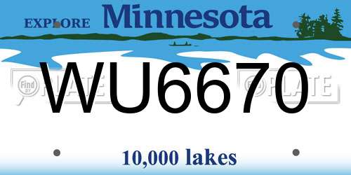 WU6670 Minnesota License Plate