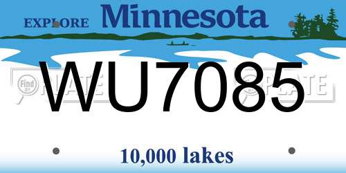 WU7085 Minnesota License Plate