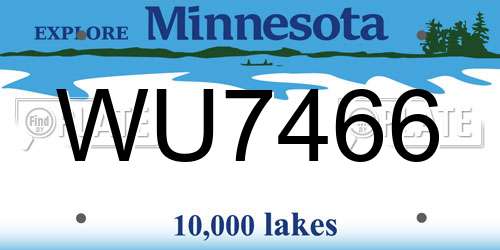 WU7466 Minnesota License Plate