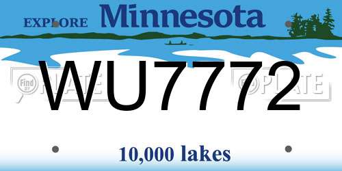 WU7772 Minnesota License Plate
