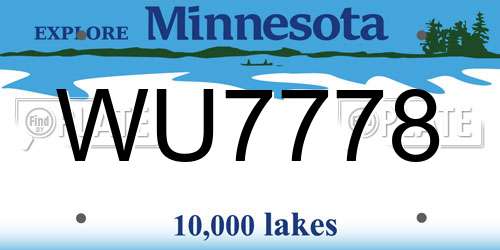 WU7778 Minnesota License Plate