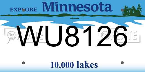 WU8126 Minnesota License Plate