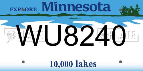 WU8240 Minnesota License Plate