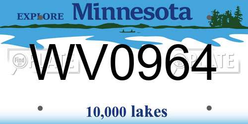 WV0964 Minnesota License Plate