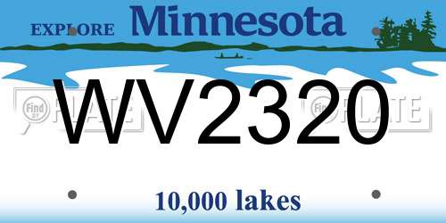WV2320 Minnesota License Plate