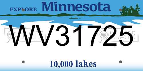 WV31725 Minnesota License Plate