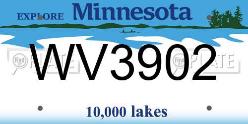 WV3902 Minnesota License Plate