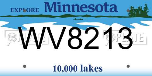 WV8213 Minnesota License Plate