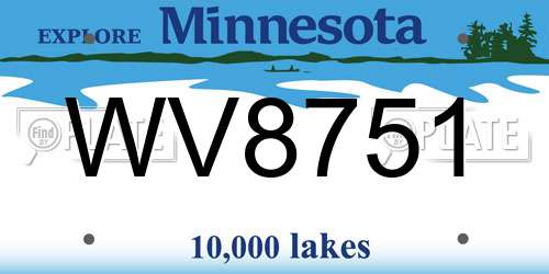 WV8751 Minnesota License Plate
