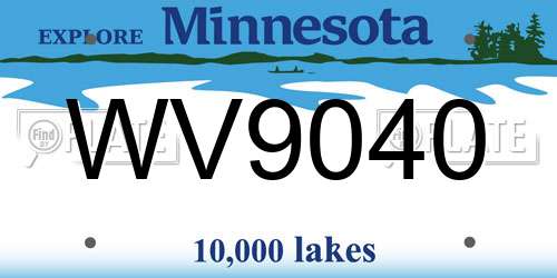 WV9040 Minnesota License Plate