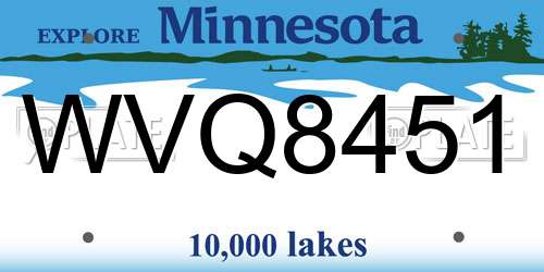 WVQ8451 Minnesota License Plate