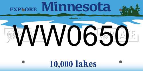 WW0650 Minnesota License Plate