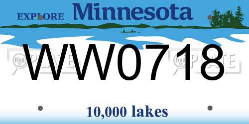 WW0718 Minnesota License Plate
