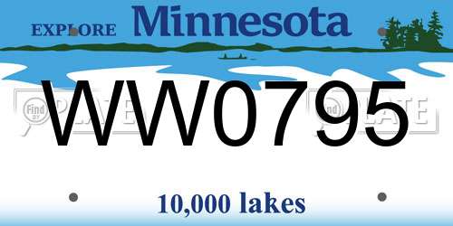 WW0795 Minnesota License Plate