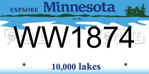 WW1874 Minnesota License Plate